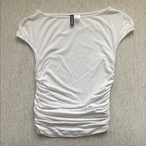 H and M White Ruched Women Top